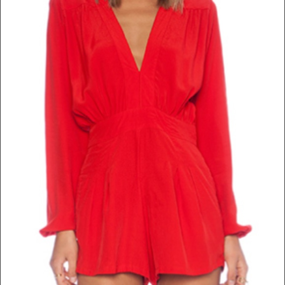 Red long sleeve shorts romper